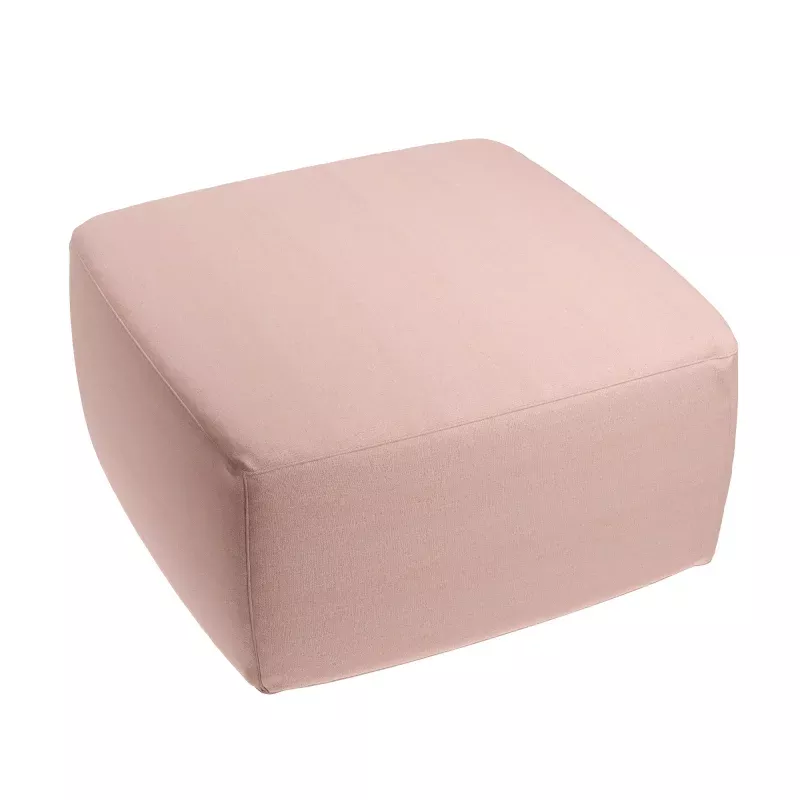 Square Pouf in Slubby Linen – Think Pink