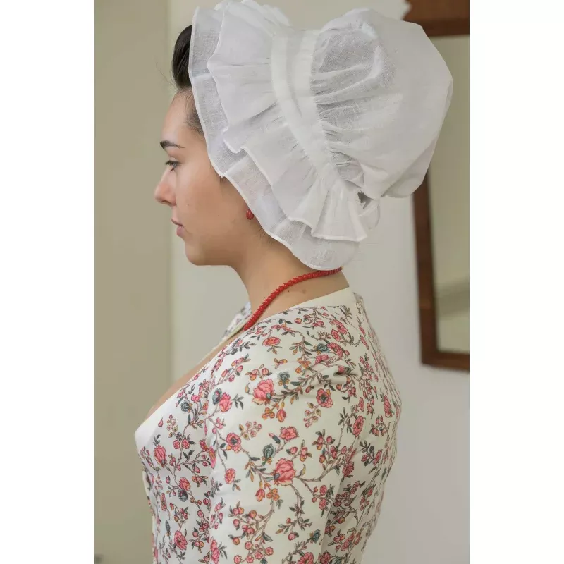 Stacked Ruffle Linen Organdy Cap