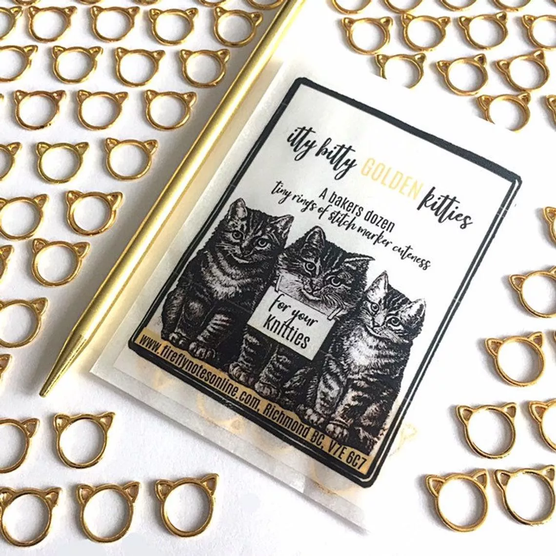 Stitch Markers/Cat (Small, Gold) (Firefly Notes) 13 pcs