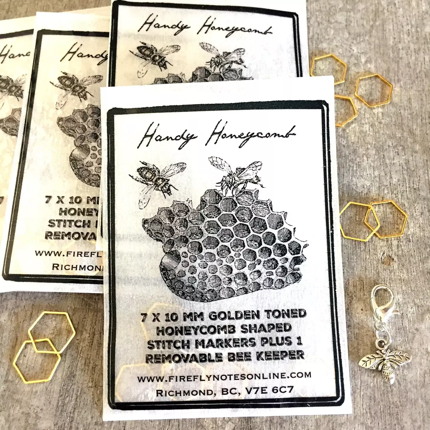 Stitch Markers/Honeycomb (Gold) (Firefly Notes) 8 pcs