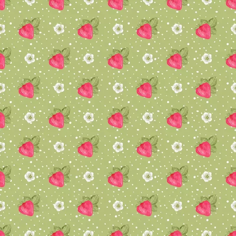 Strawberries on Dots Fabric – Green