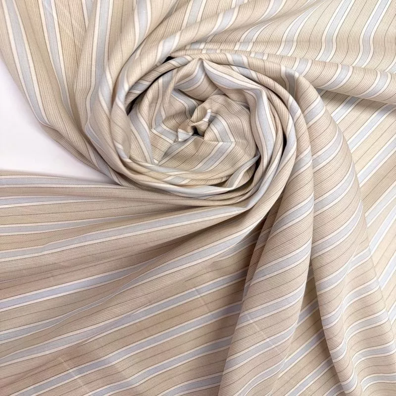 Striped Beige-Blue Viscose Woven