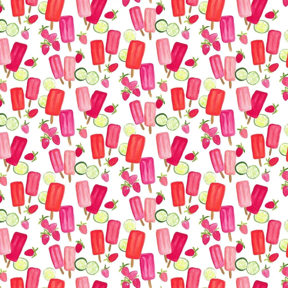 Summertime Quilt Fabric Popsicles White