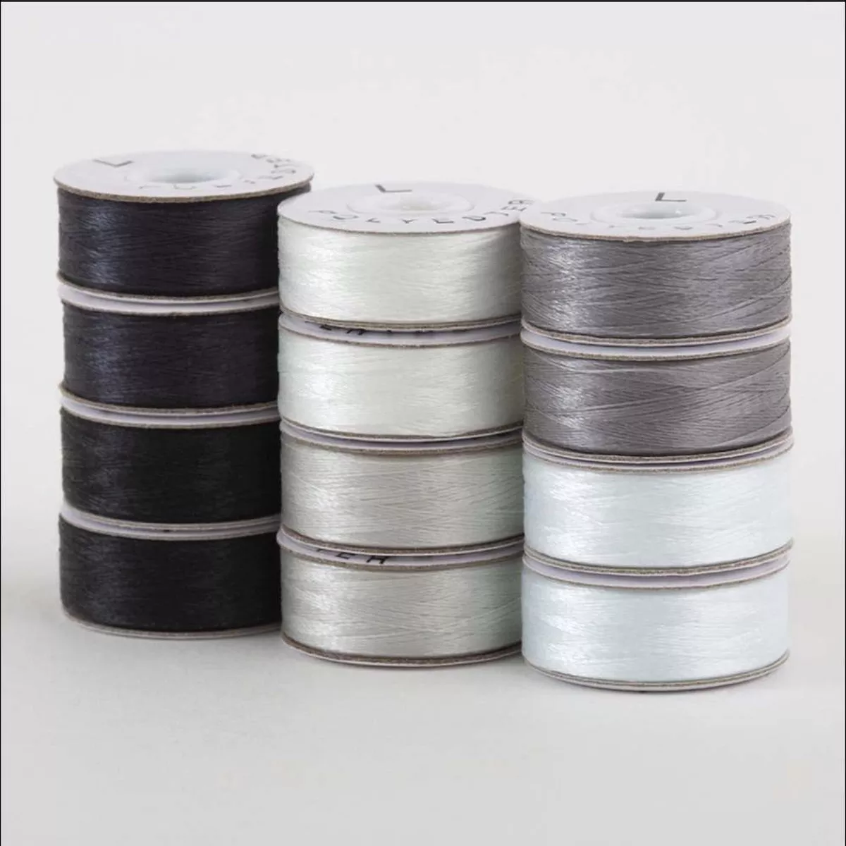SuperBobs Polyester Bobbin 12pk L-Style Monochrome