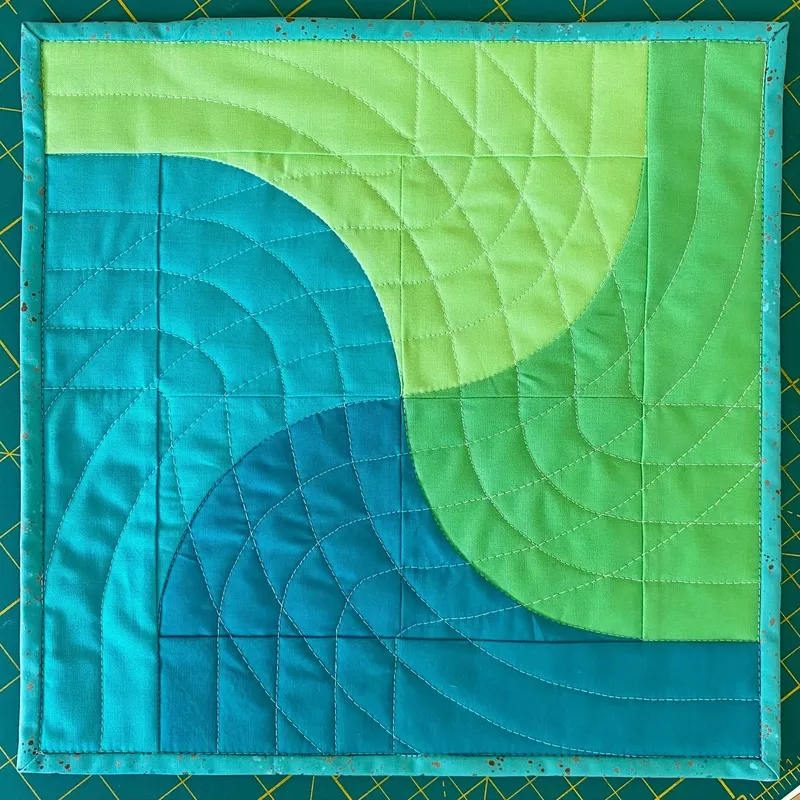 Swirly Curves Patchwork Block