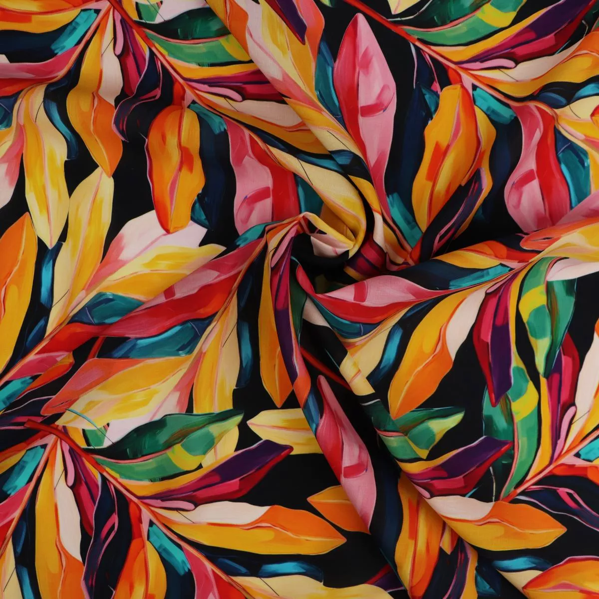 Tencel Linen – Rainbow Leaves