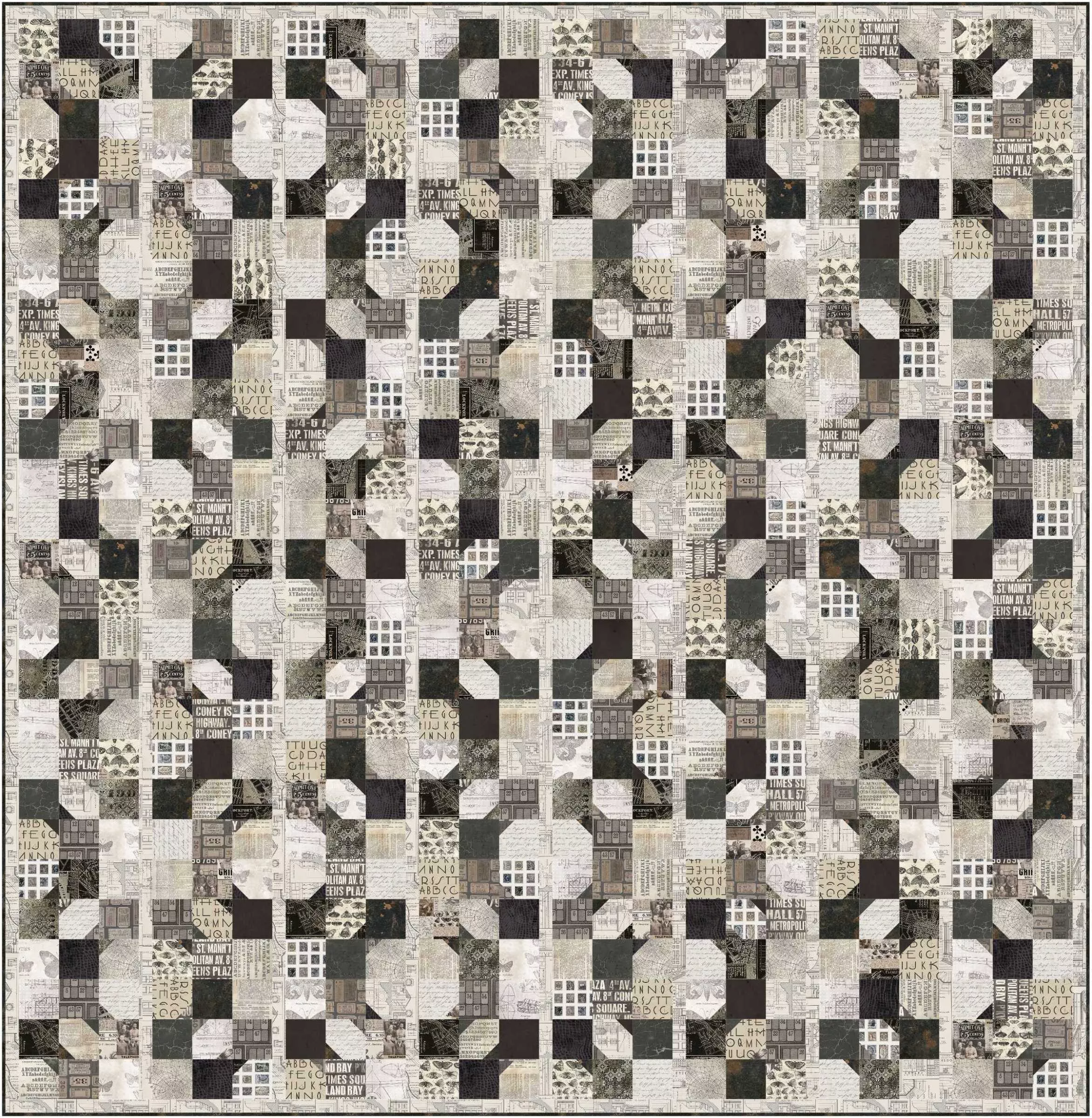 Tied PDF Quilt Pattern - Charcoal Palette - Tim Holtz