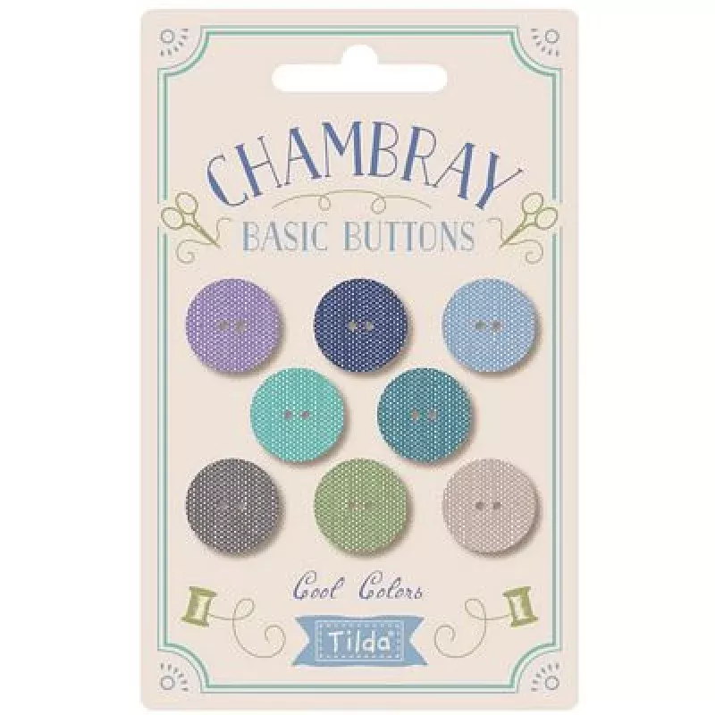 Tilda | Chambray Button | Cool colors | 16mm | 8pcs | 400044