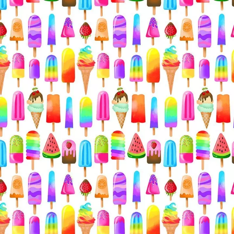 Timeless Treasures – Pool Party – Multi Popsicles – 1/2 YARD CUT