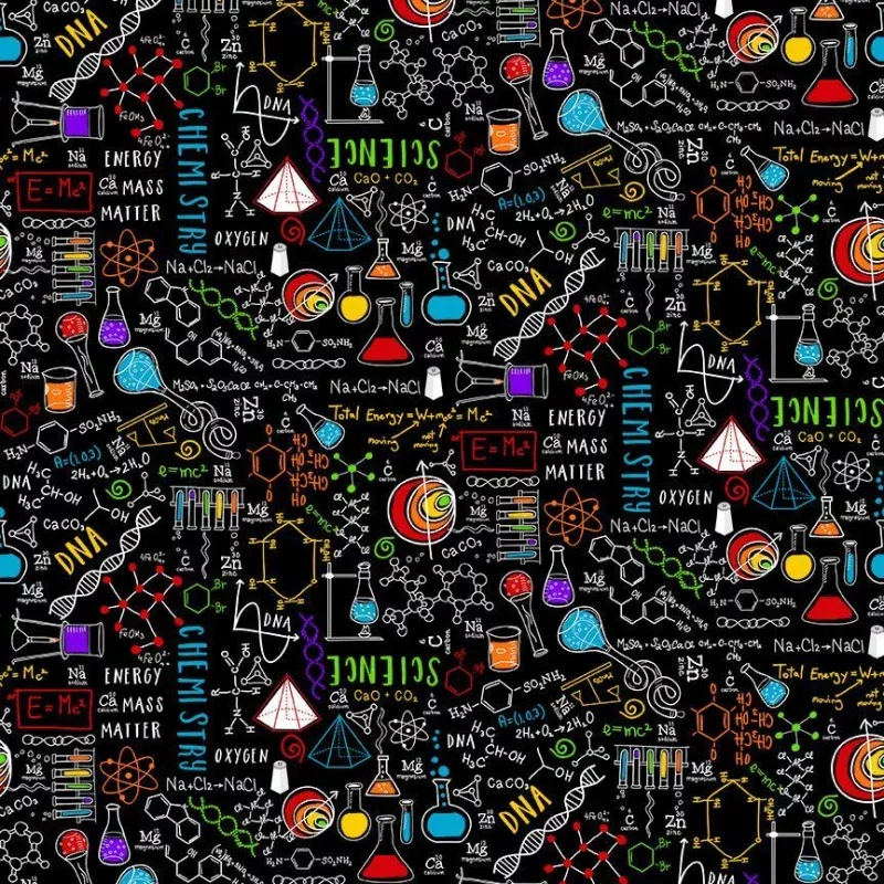 Timeless Treasures – Science – 1/2 YARD CUT