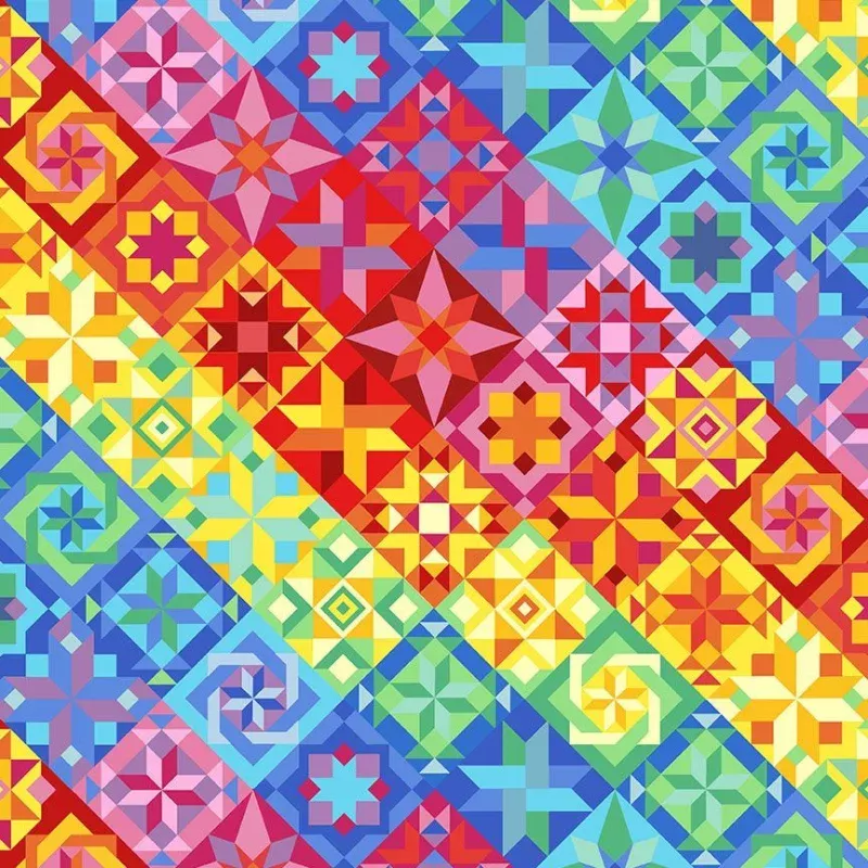 Timeless Treasures – Sew Strong – Bright Quilt Pattern – 1/2 YARD CUT