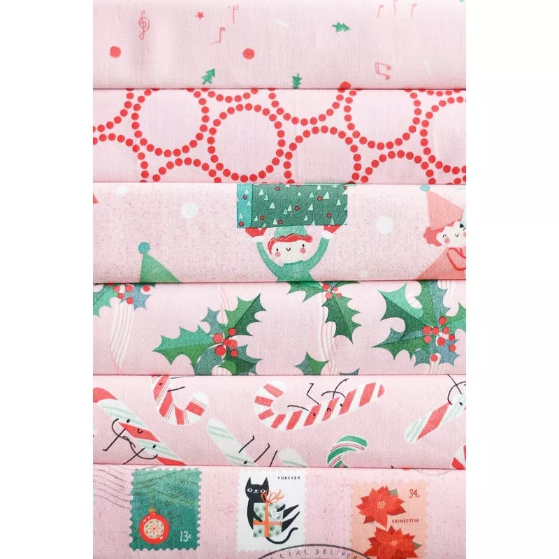 Tiny Christmas Pink’s Bundle 6 Prints Fat Quarters
