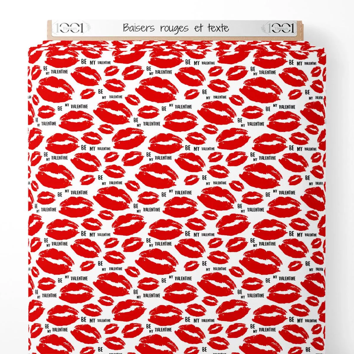 Tissu – Baisers rouges et texte