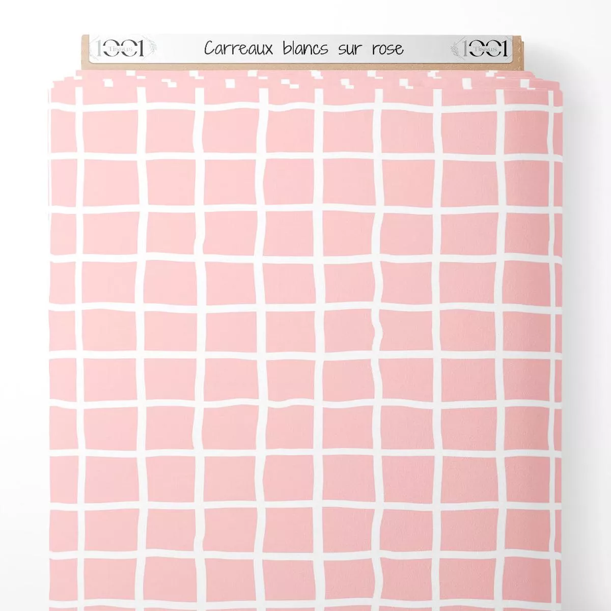 Tissu – Carreaux blancs sur rose