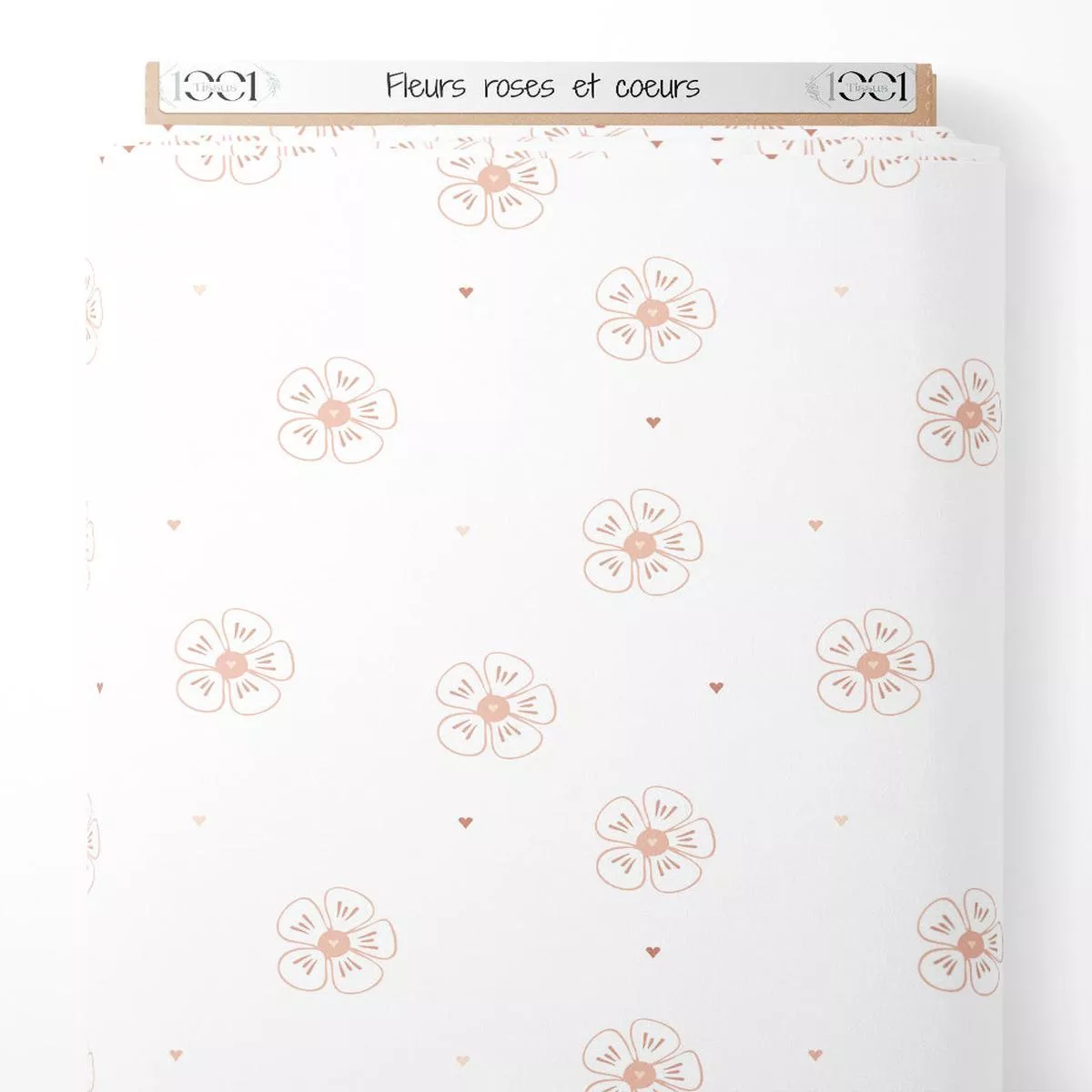 Tissu – Fleurs roses et curs