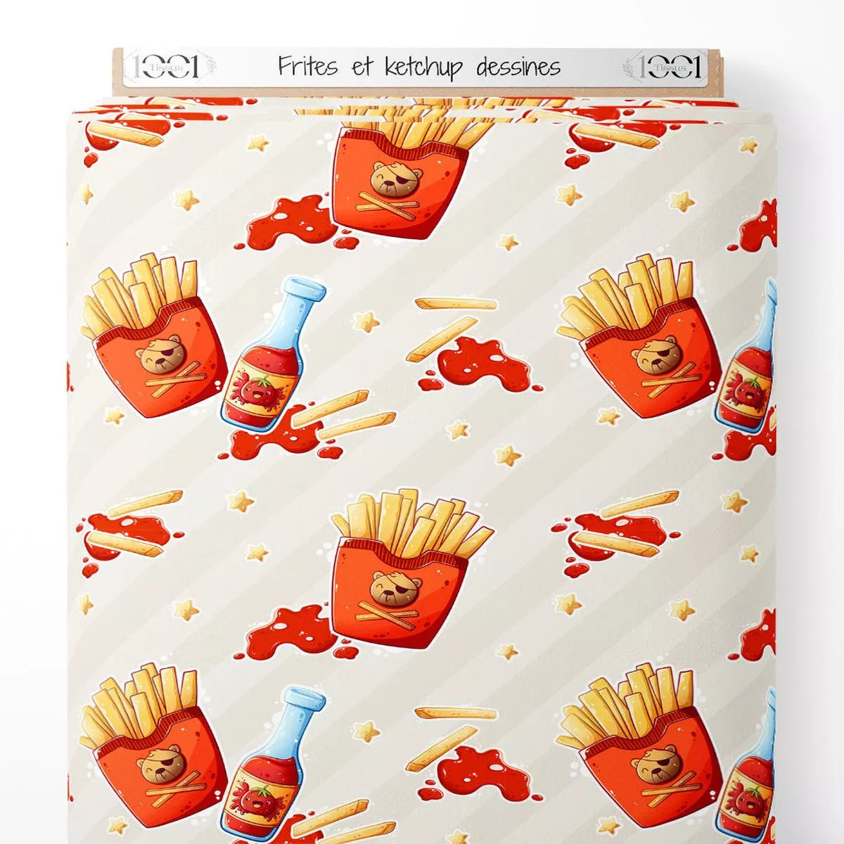 Tissu – Frites et ketchup dessins
