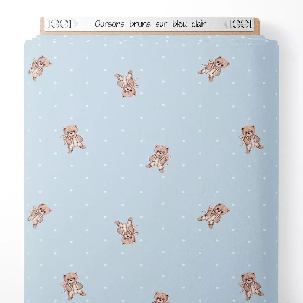 Tissu – Oursons bruns sur bleu clair