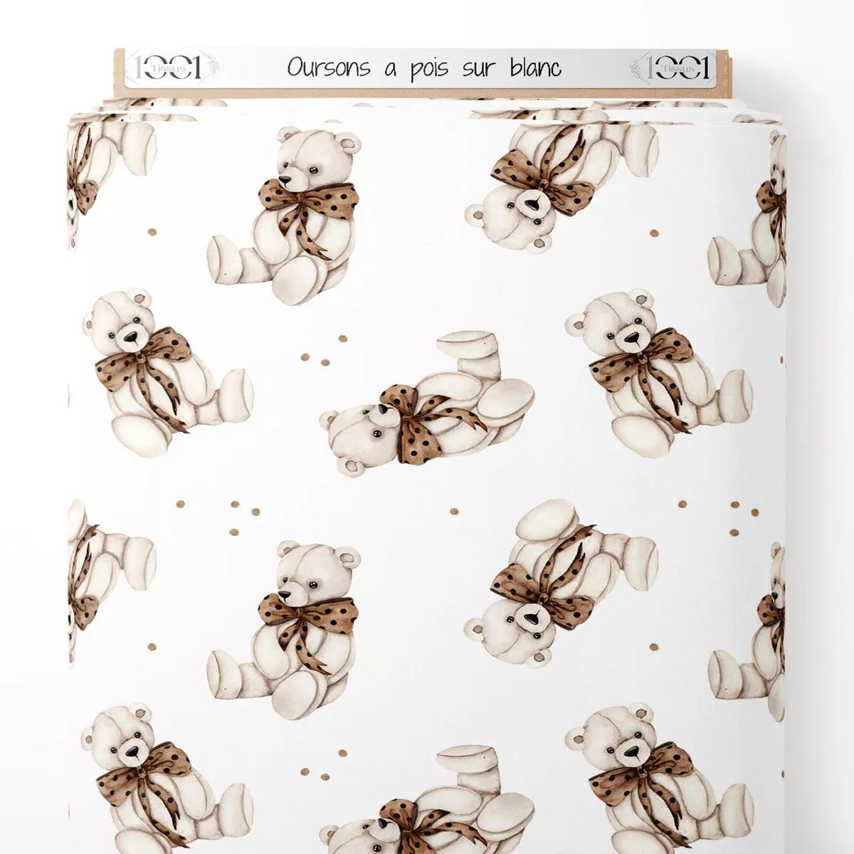Tissu – Oursonspois sur blanc