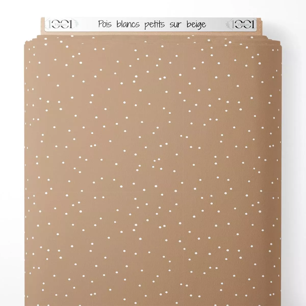 Tissu – Pois blancs petits sur beige