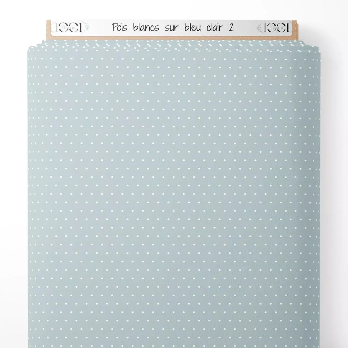 Tissu – Pois blancs sur bleu clair 2