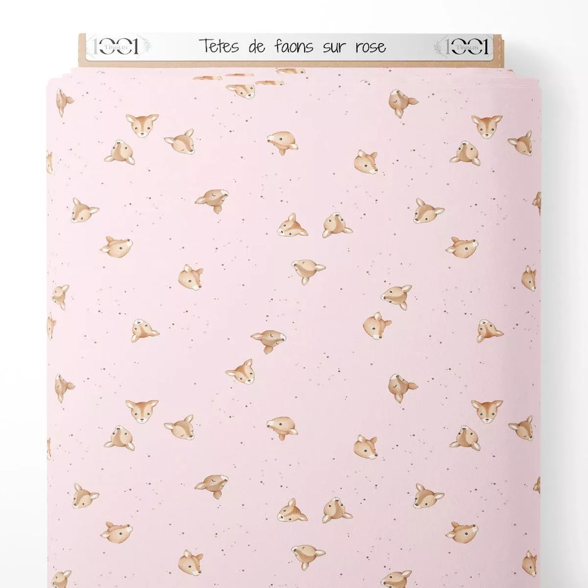 Tissu – Ttes de faons sur rose