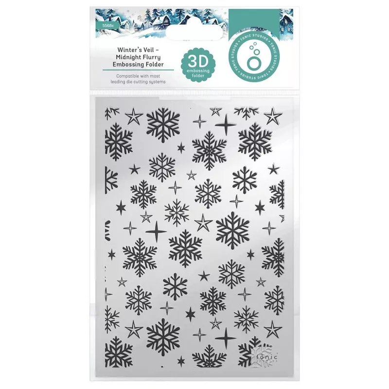 Tonic Midnight Flurry Embossing Folder Winter’s Veil 5568e*