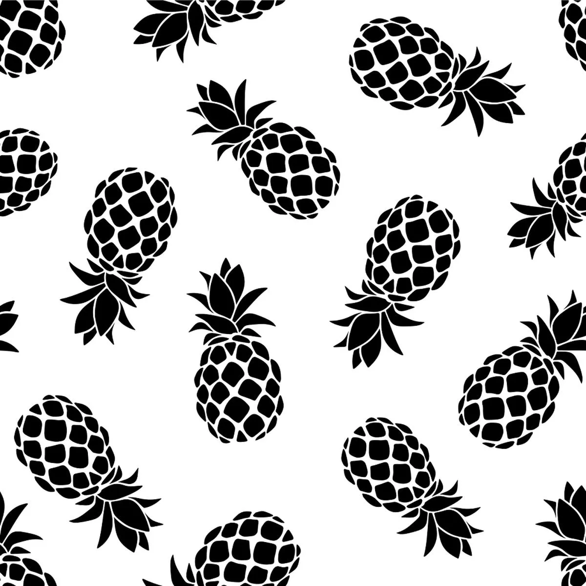 Tossed Pineapples Fabric – Black/White