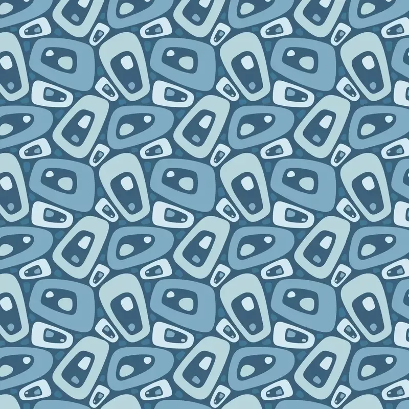 Vintage Atomic Ornament Fabric – Blue