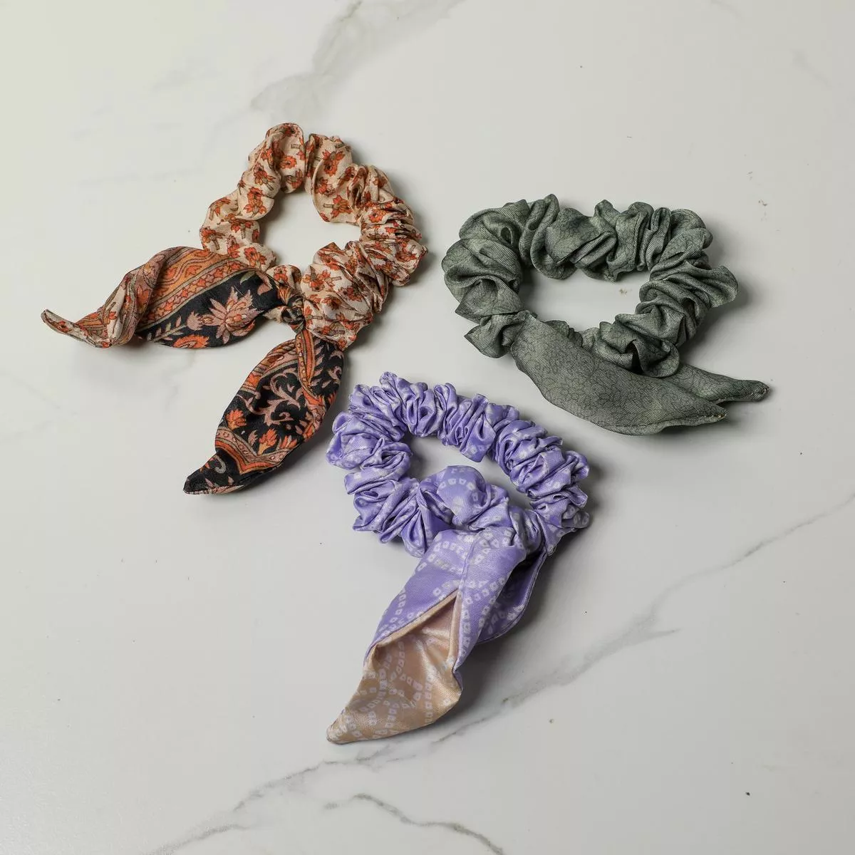 Vintage Sari Bow Scrunchies