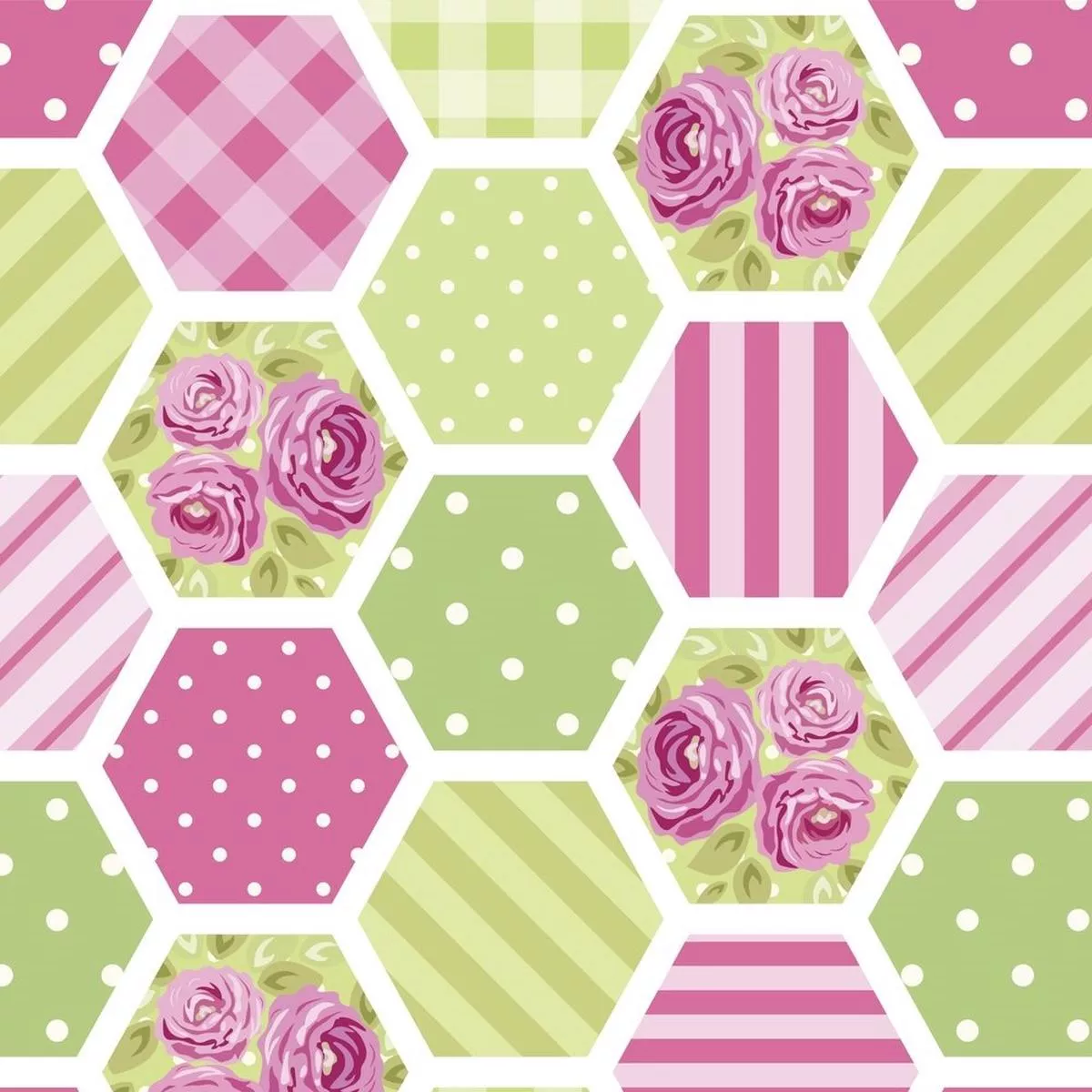 Vintage Shabby Chic Patchwork Fabric – Green