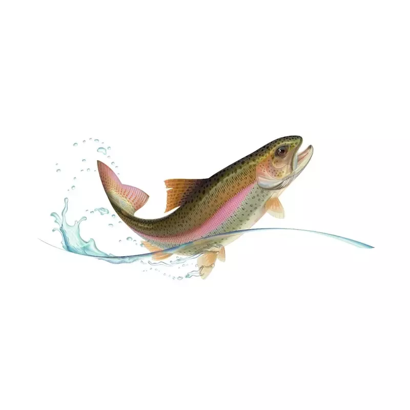 Watercolor Jumping Trout Fabric Panel
