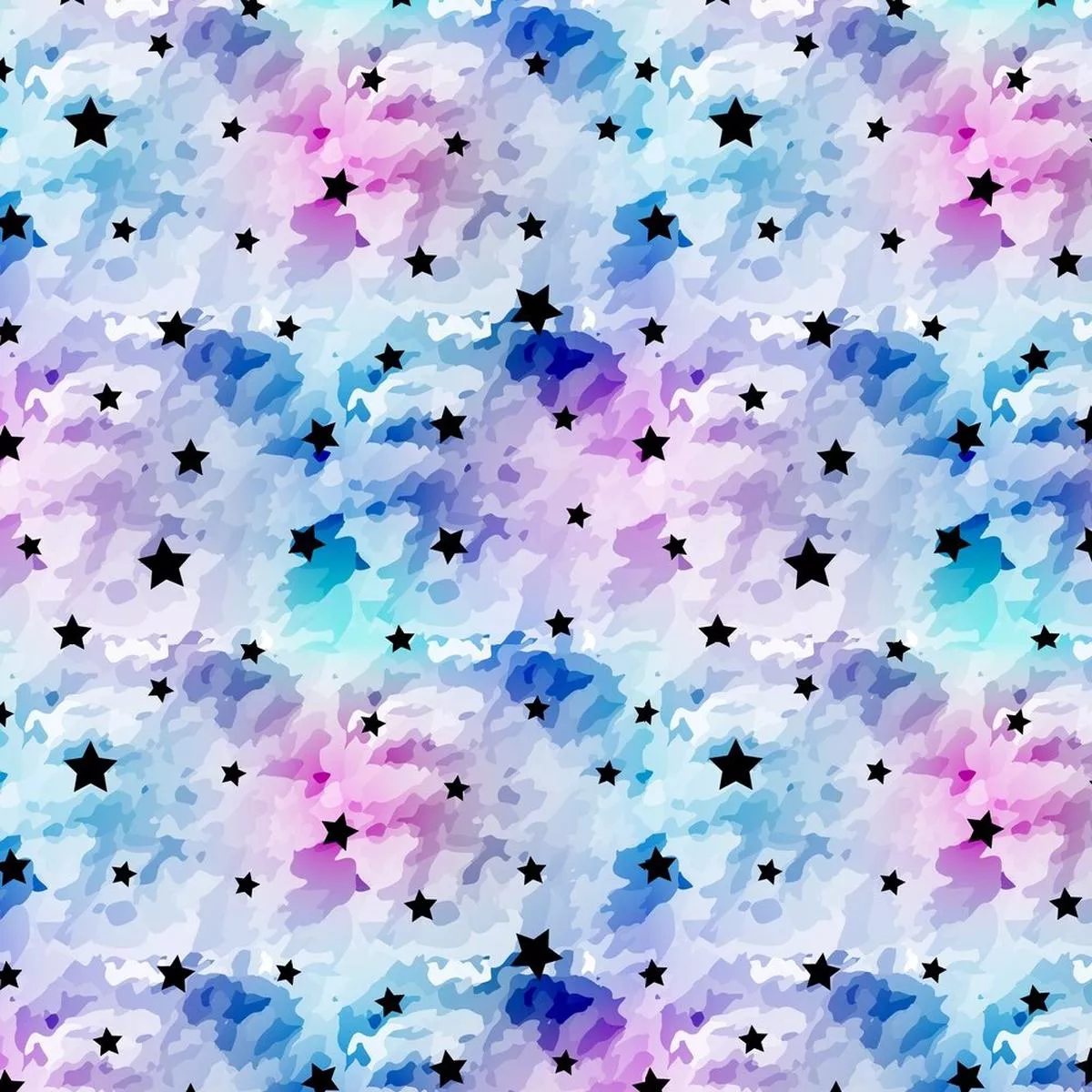 Watercolor Space And Star Fabric – Multi