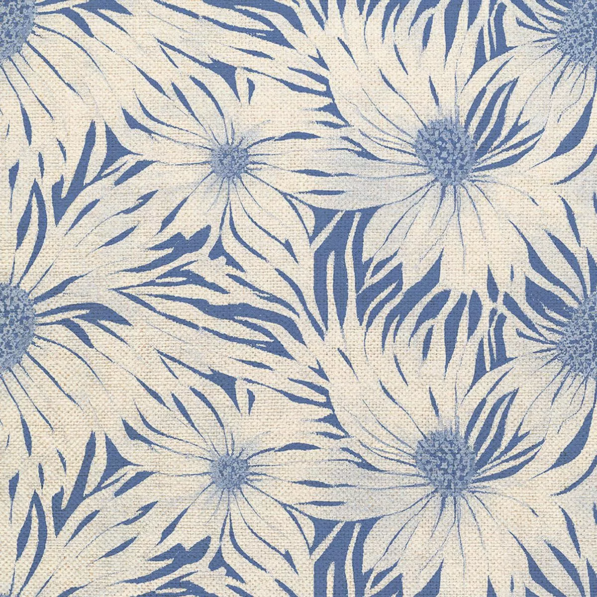 Whimsical Petals – White on Blue – Canvas