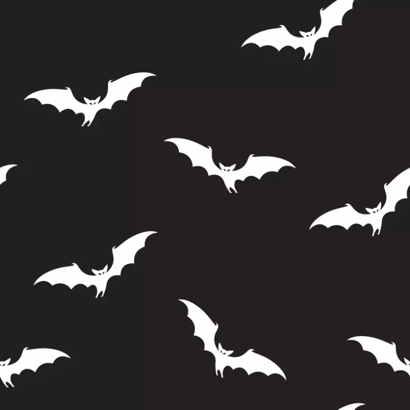 White Bats Fabric – Black