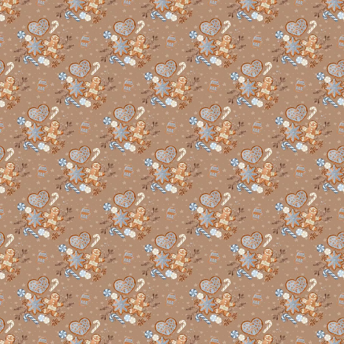 Winter Cookies Candy Fabric – Brown