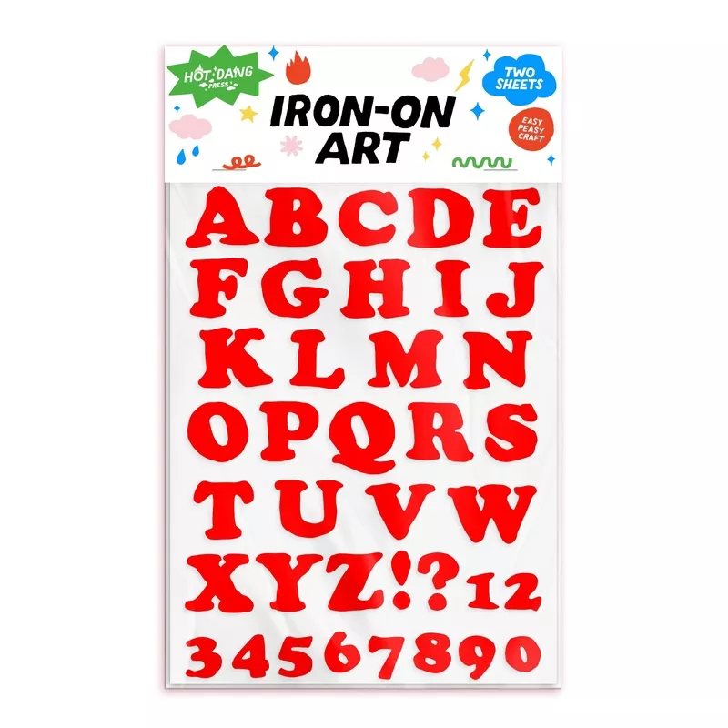 Wonky Alphabet Red Iron-On Transfer Sheet Set