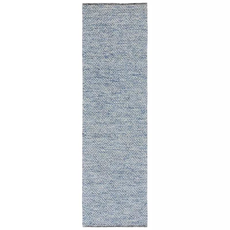 Wool Runner Rug 2’3″ x 8′Geometric, Transitional Blue
