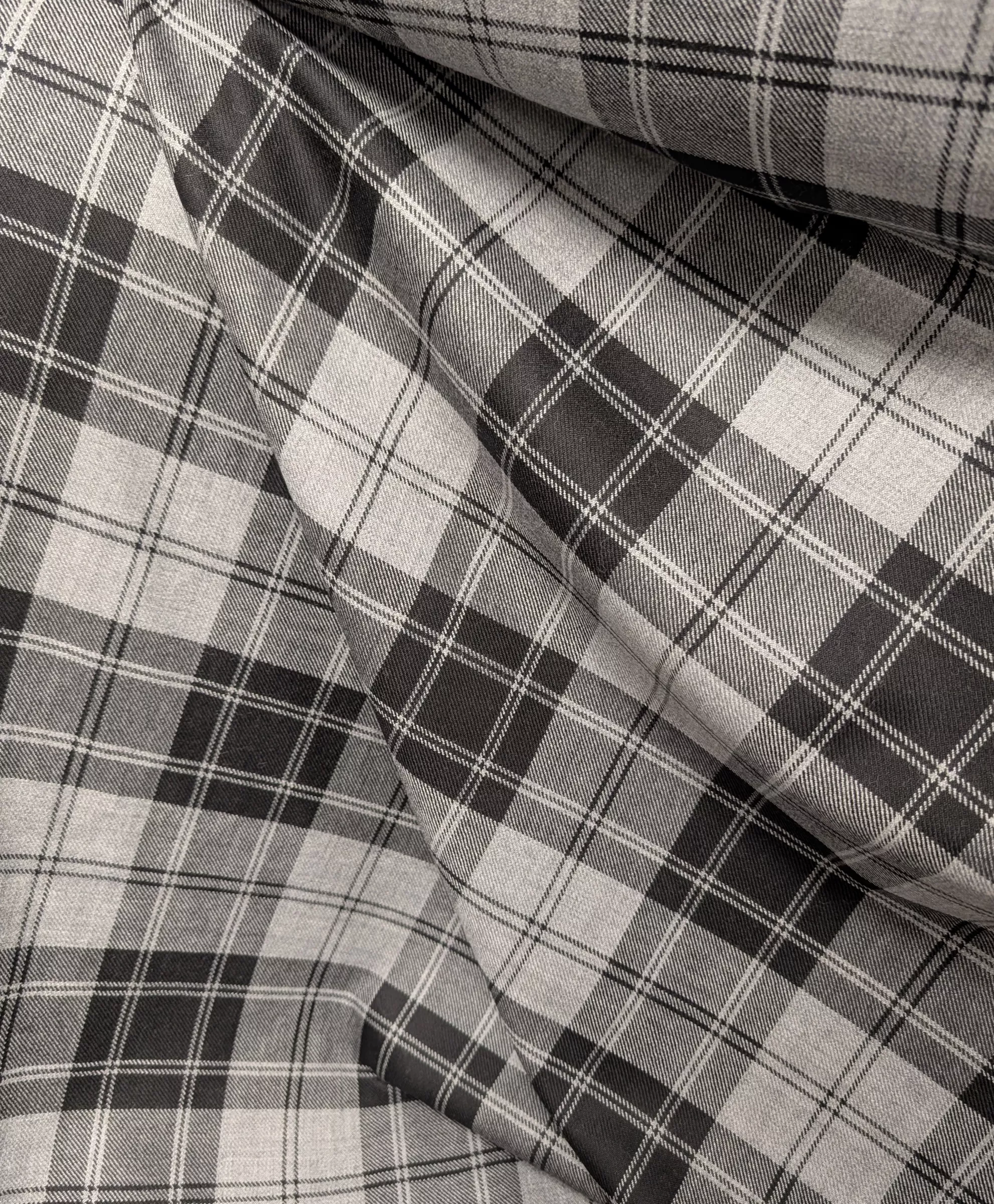 Wool - Tartan - Grey and Black - Deadstock