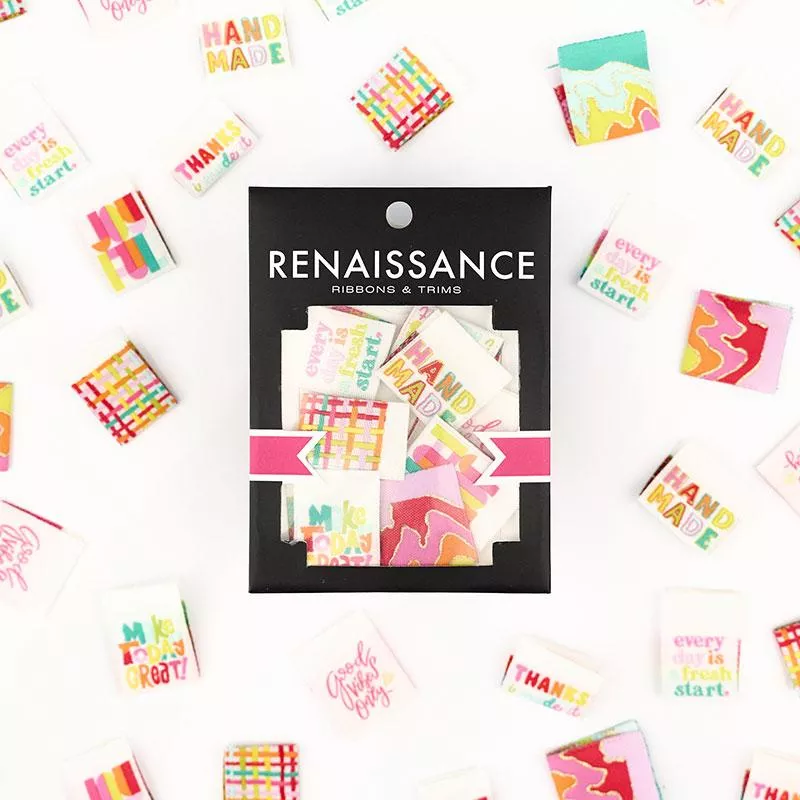 Woven Label Pack - Good Vibes Multipack -8 pcs - Renaissance Ribbons