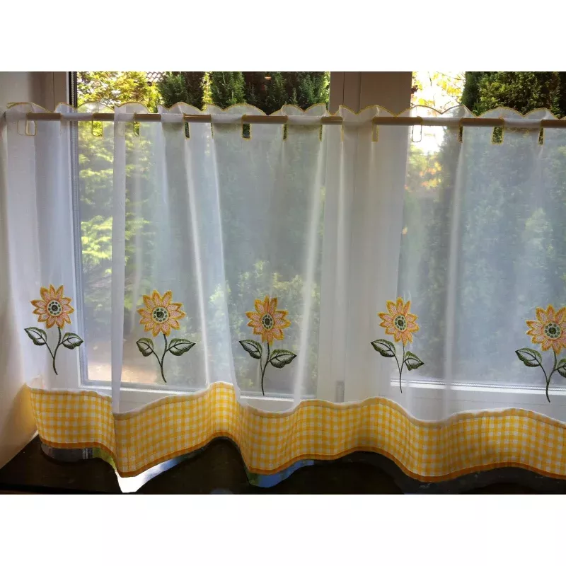 Yellow/Multi Sunflowers cafe curtain panel