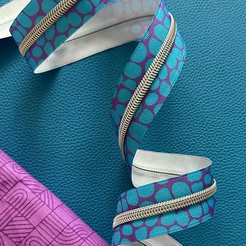 Zipper by the Yard - 3yd - Blue Pebble & Nickel Teeth (no pulls)