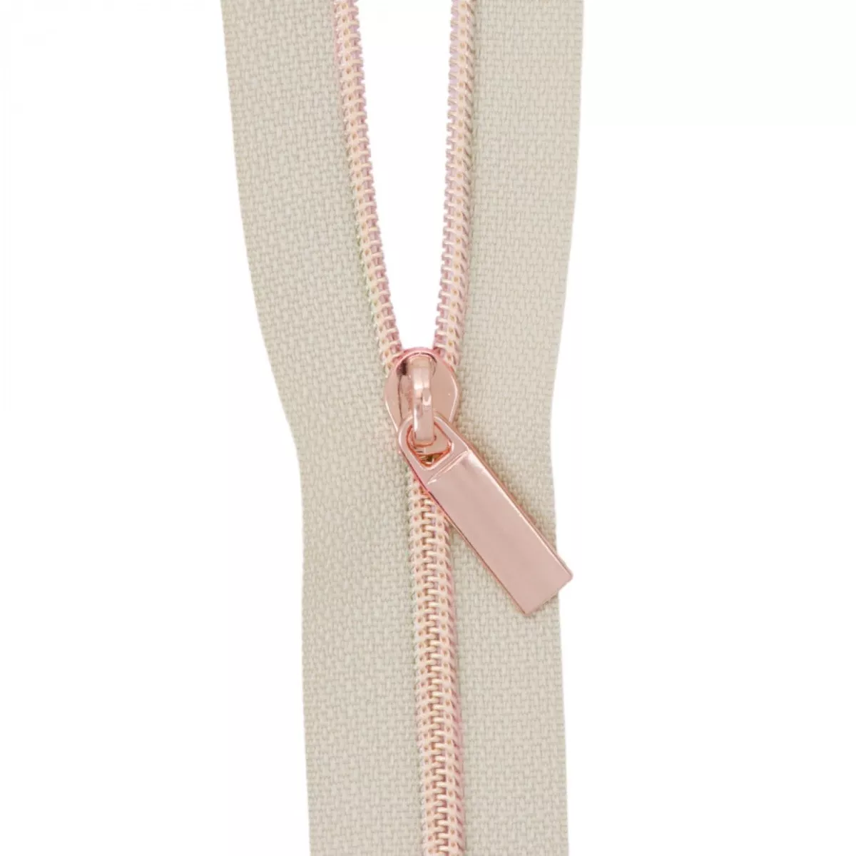 Zipper Set – Beige Tape with Rose Gold Coil and Pulls